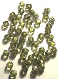 50 6mm Triangle Faceted Olivine, Silver Tipped with Coated Ends